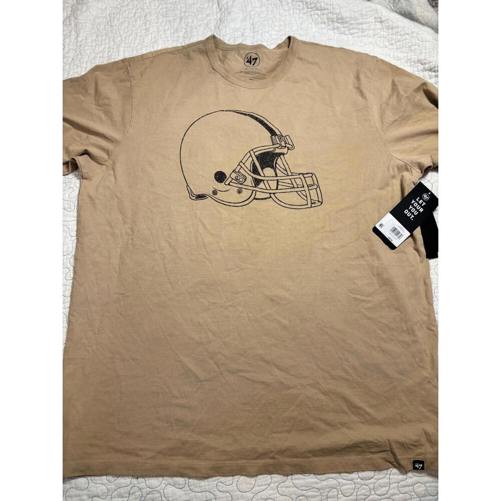 '47‎ Brand Tan Cleveland Browns Football Helmet Shirt Size XXL
